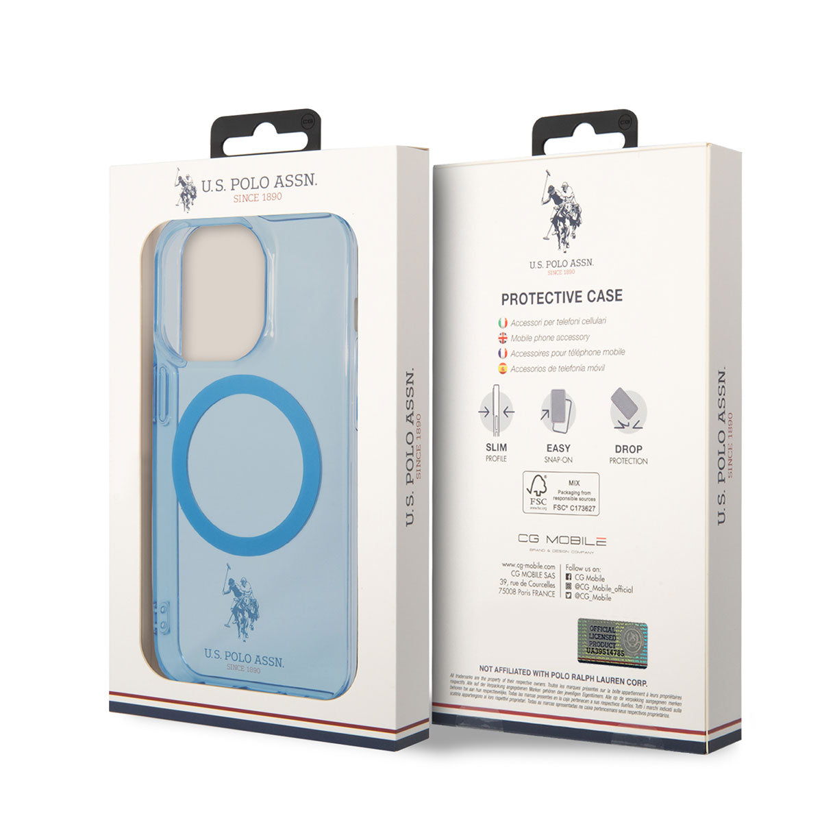 Apple iPhone 14 Pro Kılıf U.S. POLO ASSN. M-safe Şarj Özellikli Transparan Tasarım Kapak Pembe