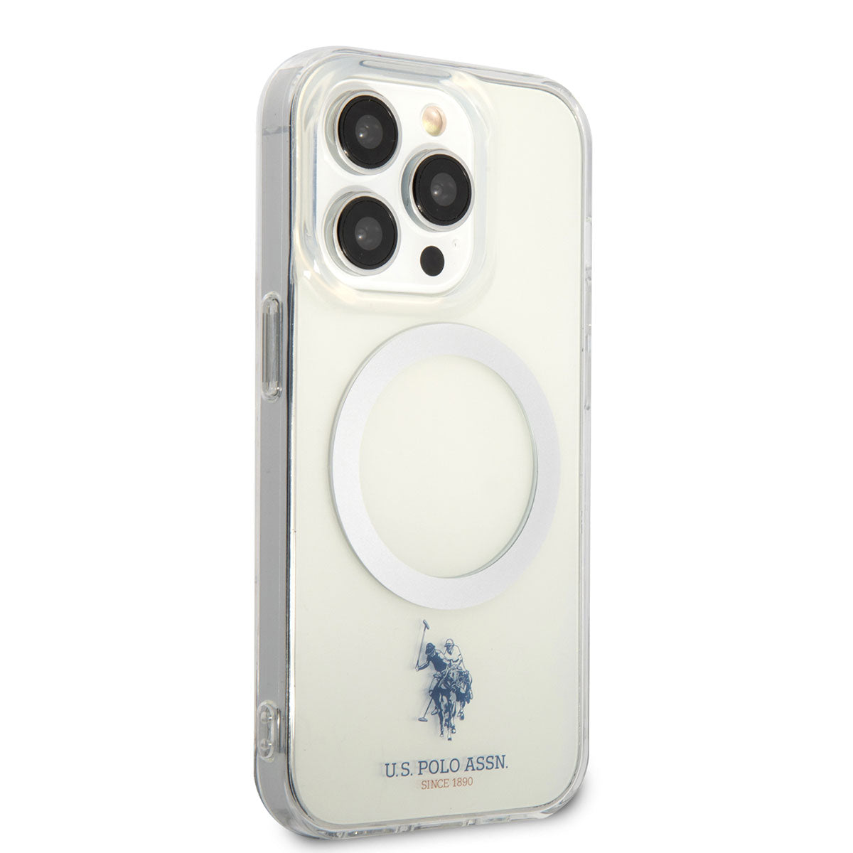 Apple iPhone 14 Pro Kılıf U.S. POLO ASSN. M-safe Şarj Özellikli Transparan Tasarım Kapak Renksiz