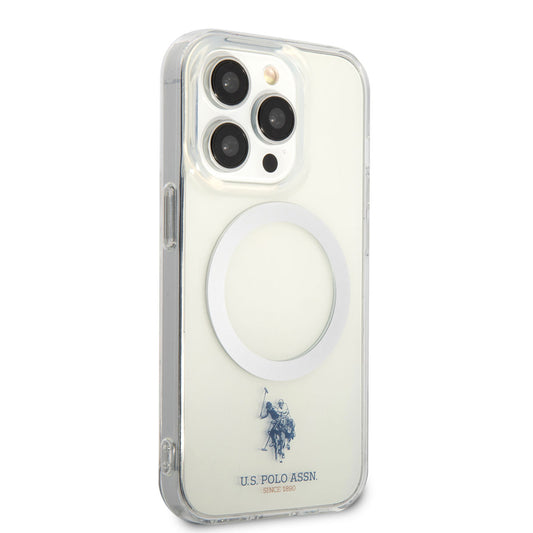 Apple iPhone 14 Pro Kılıf U.S. POLO ASSN. M-safe Şarj Özellikli Transparan Tasarım Kapak