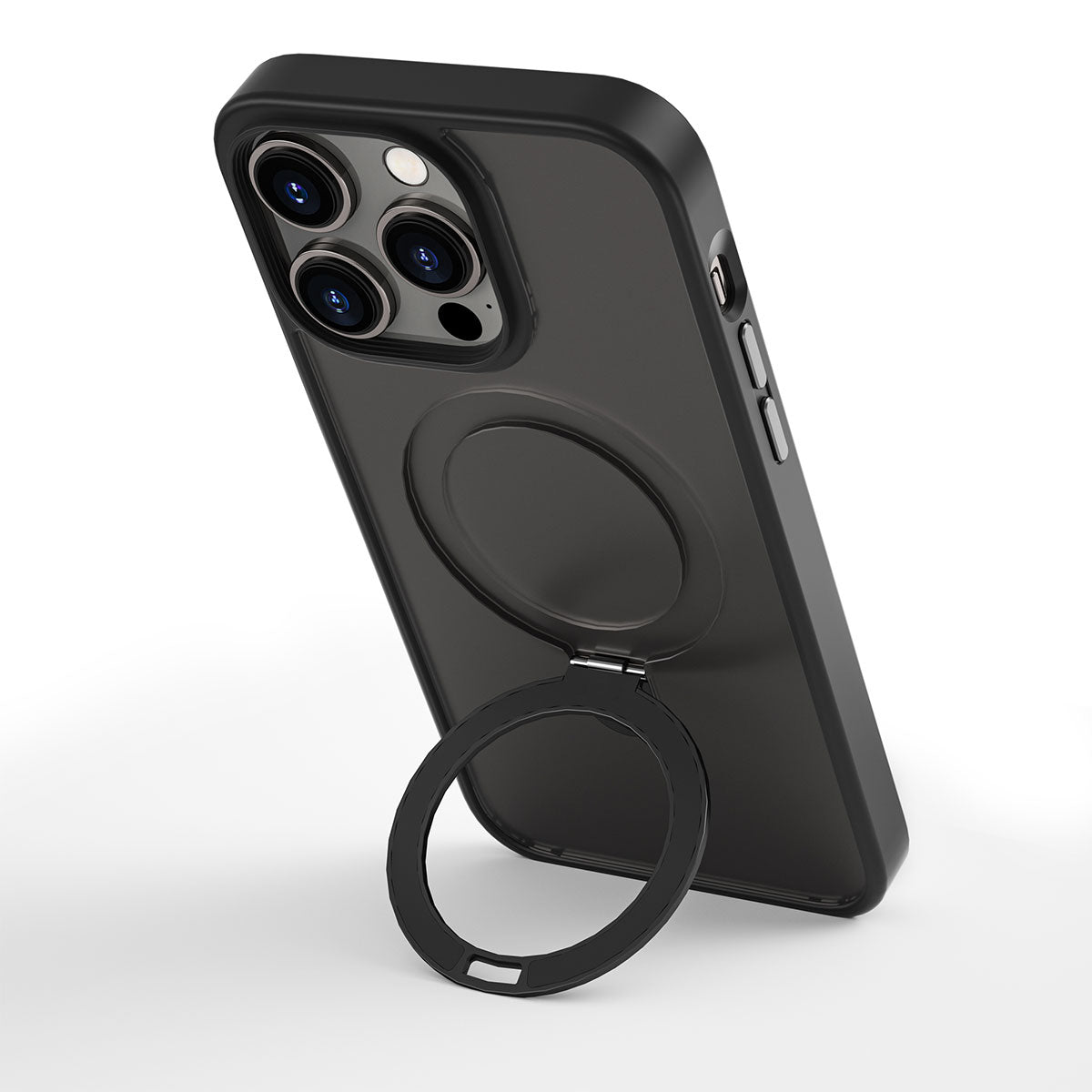 Apple iPhone 14 Pro Kılıf Wiwu ZMM-010 M-safe Şarj Özellikli Parmak İzi Bırakmayan Mat Transparan Standlı Kapak Derin Mor