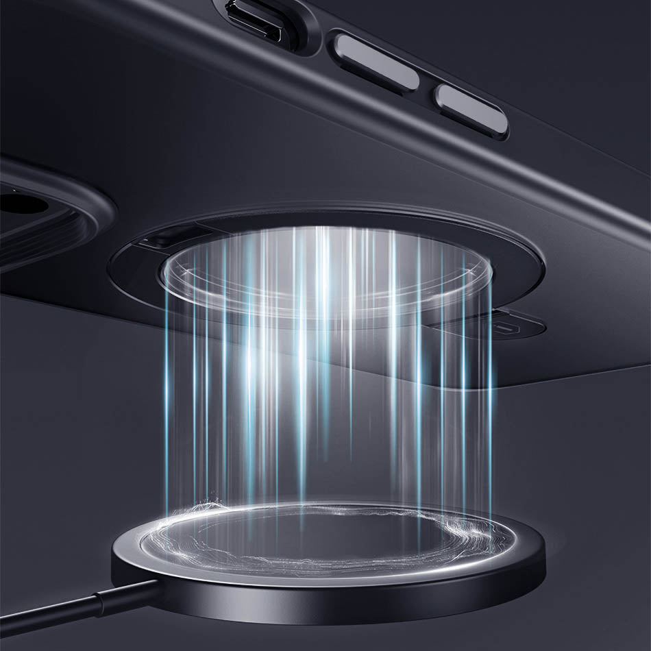 Apple iPhone 14 Pro Kılıf Wiwu ZMM-010 M-safe Şarj Özellikli Parmak İzi Bırakmayan Mat Transparan Standlı Kapak Derin Mor