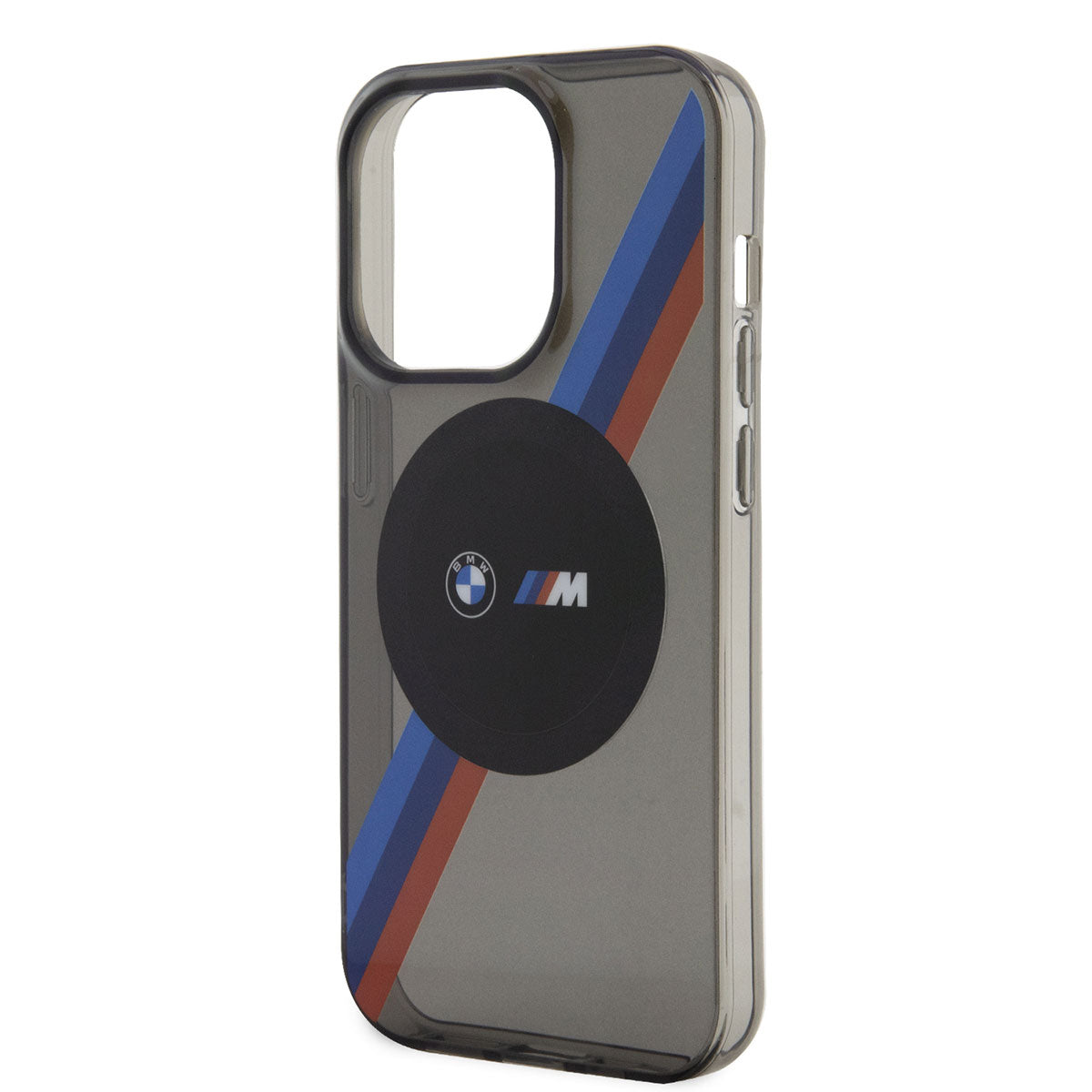 Apple iPhone 14 Pro Max Kılıf BMW M-safe Şarj Özellikli Transparan 3 Renkli Şerit Dizayn Kapak Gri