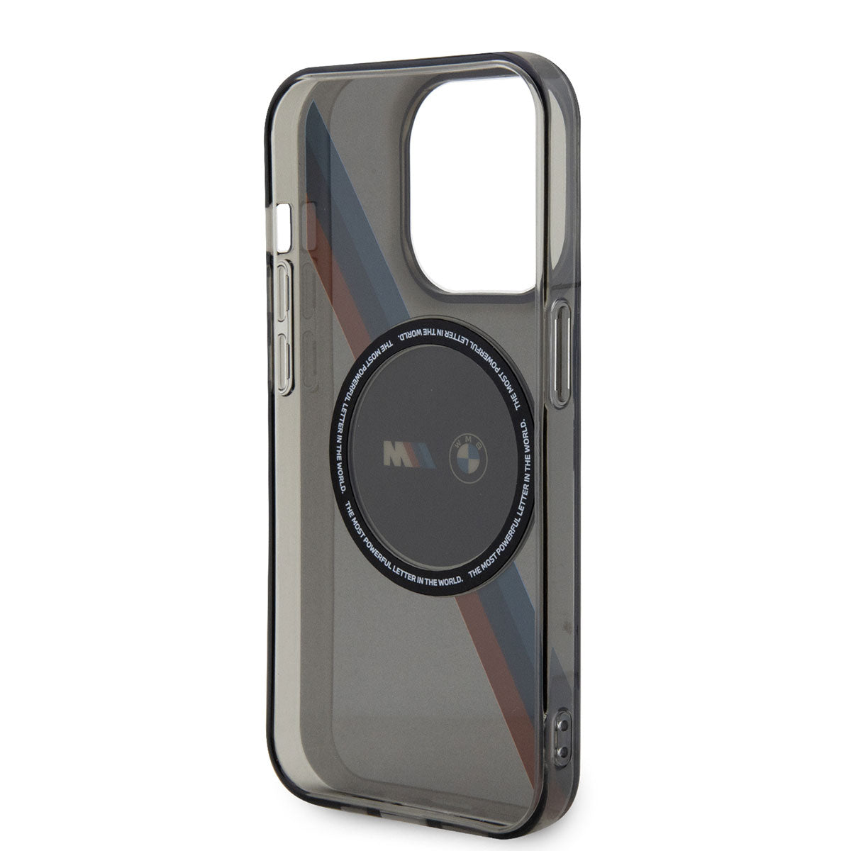 Apple iPhone 14 Pro Max Kılıf BMW M-safe Şarj Özellikli Transparan 3 Renkli Şerit Dizayn Kapak Gri