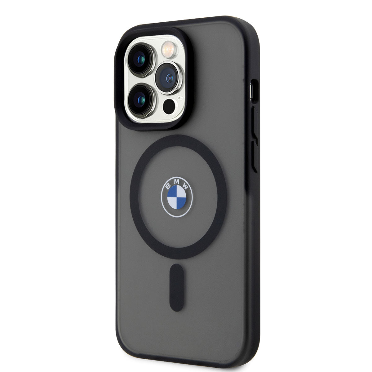 Apple iPhone 14 Pro Max Kılıf BMW M-safe Şarj Özellikli Transparan Logolu İmza Dizayn Kapak Siyah