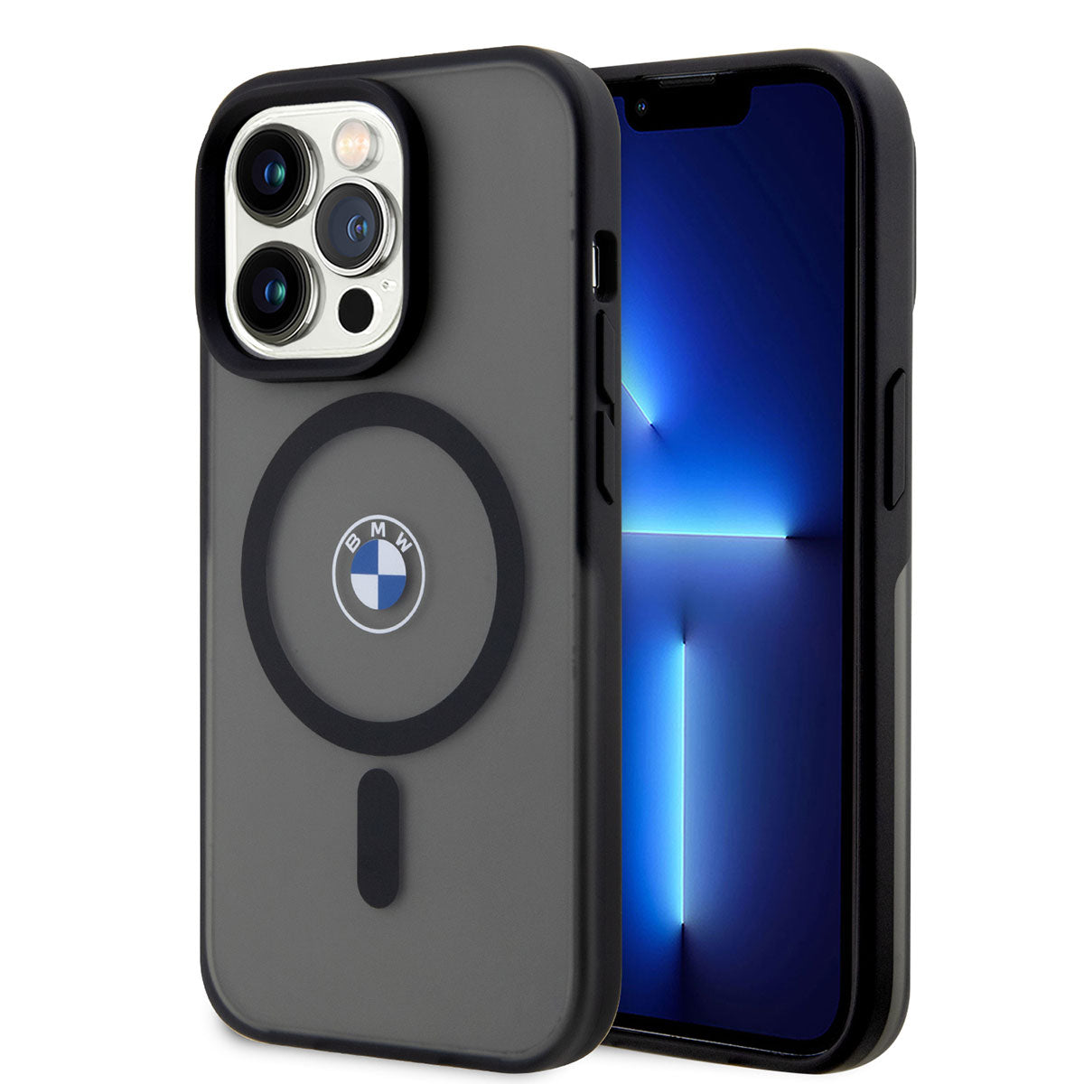 Apple iPhone 14 Pro Max Kılıf BMW M-safe Şarj Özellikli Transparan Logolu İmza Dizayn Kapak Siyah