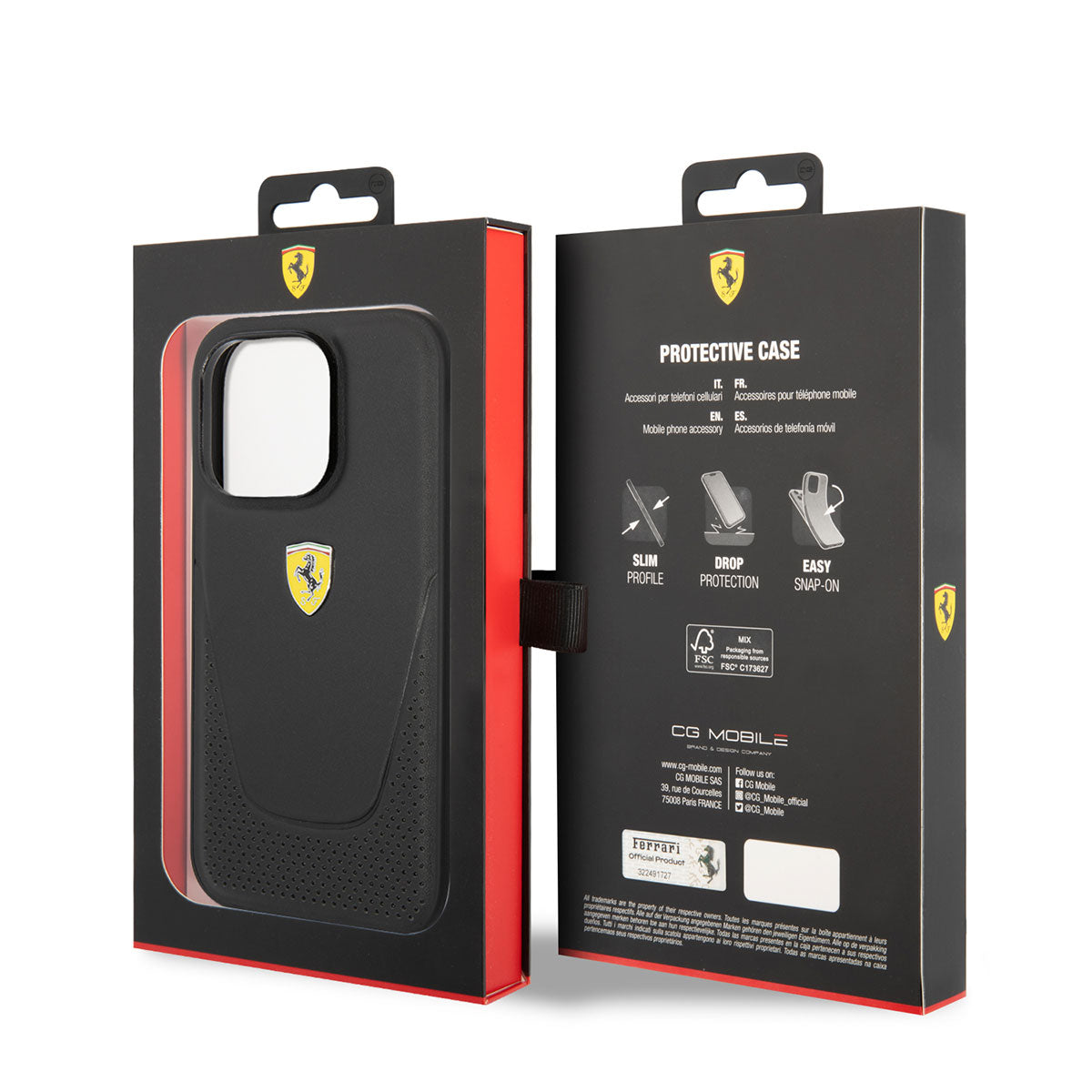 Apple iPhone 14 Pro Max Kılıf Ferrari Deri Delikli Dizayn Kapak Siyah