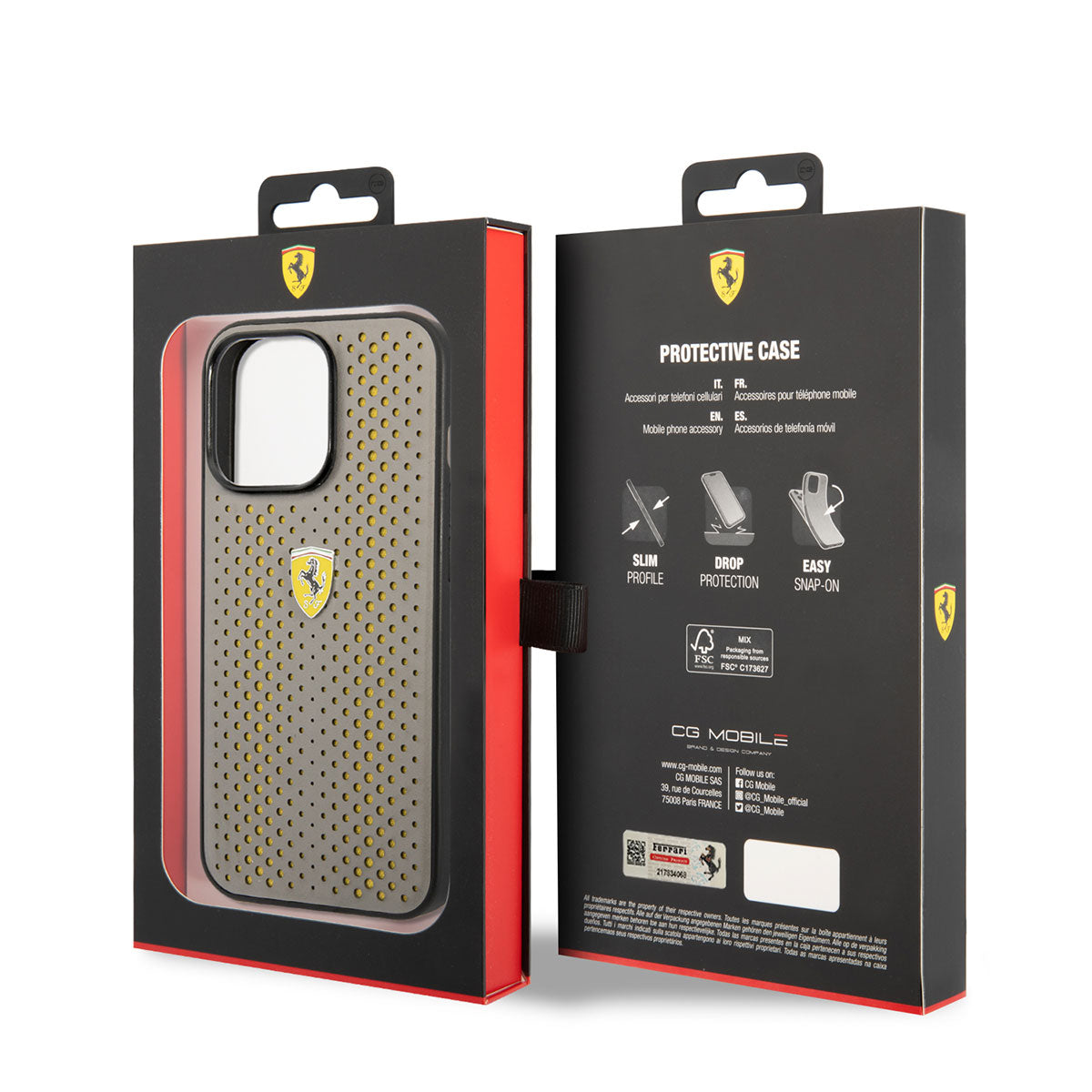 Apple iPhone 14 Pro Max Kılıf Ferrari Deri Sarı Noktalı Dizayn Kapak Sarı