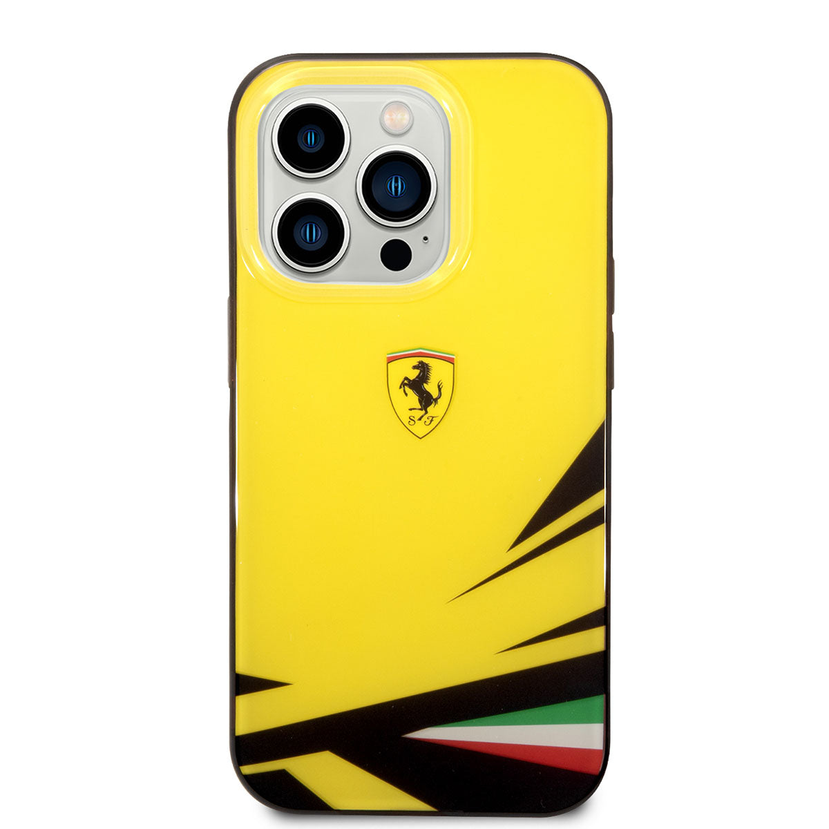 Apple iPhone 14 Pro Max Kılıf Ferrari Sarı İtalyan Bayrak Baskılı Dizayn Kapak Kırmızı