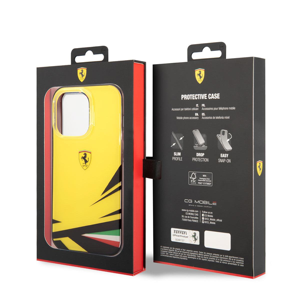 Apple iPhone 14 Pro Max Kılıf Ferrari Sarı İtalyan Bayrak Baskılı Dizayn Kapak Kırmızı