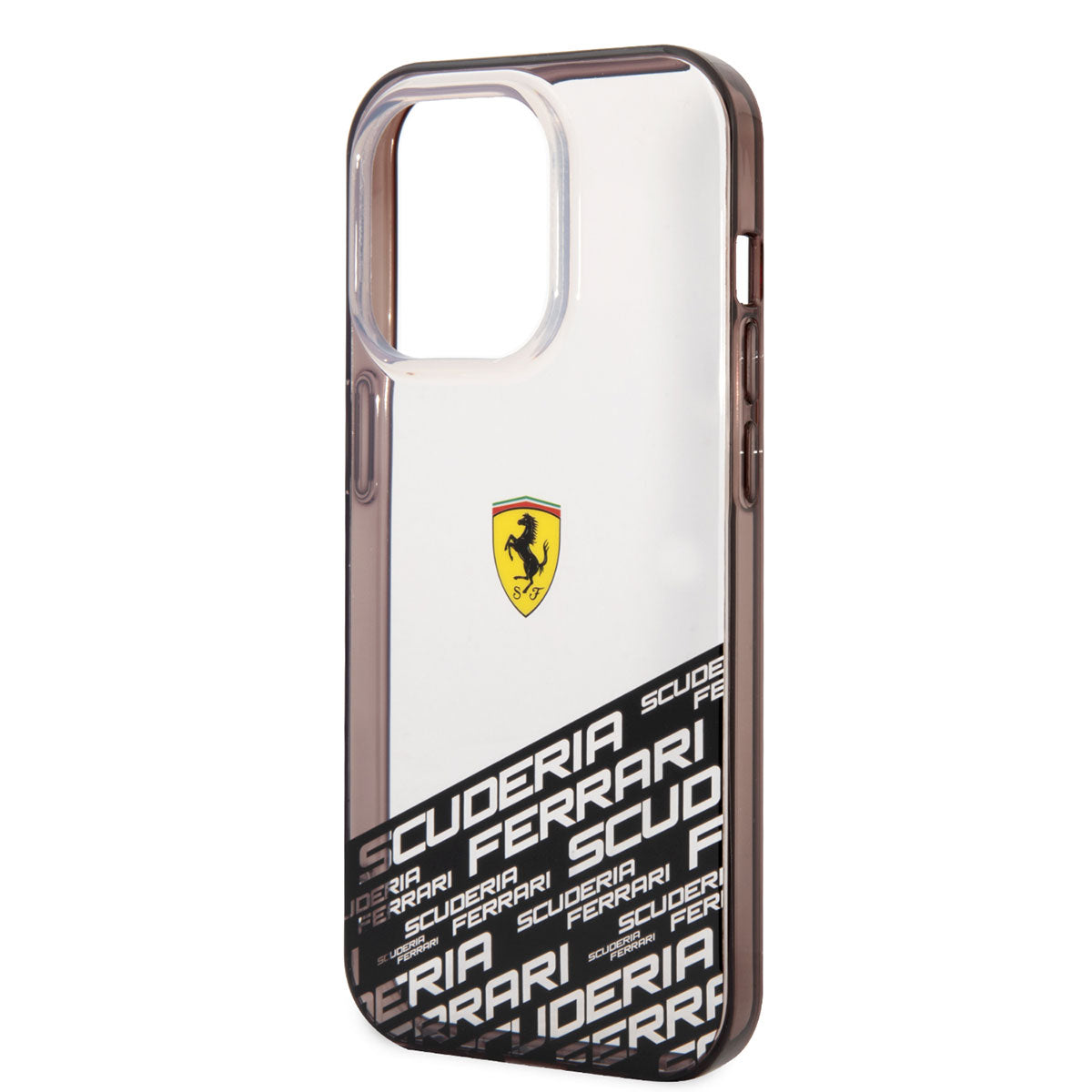 Apple iPhone 14 Pro Max Kılıf Ferrari Transparan Alt Kısım Baskılı Dizayn Kapak Gümüş