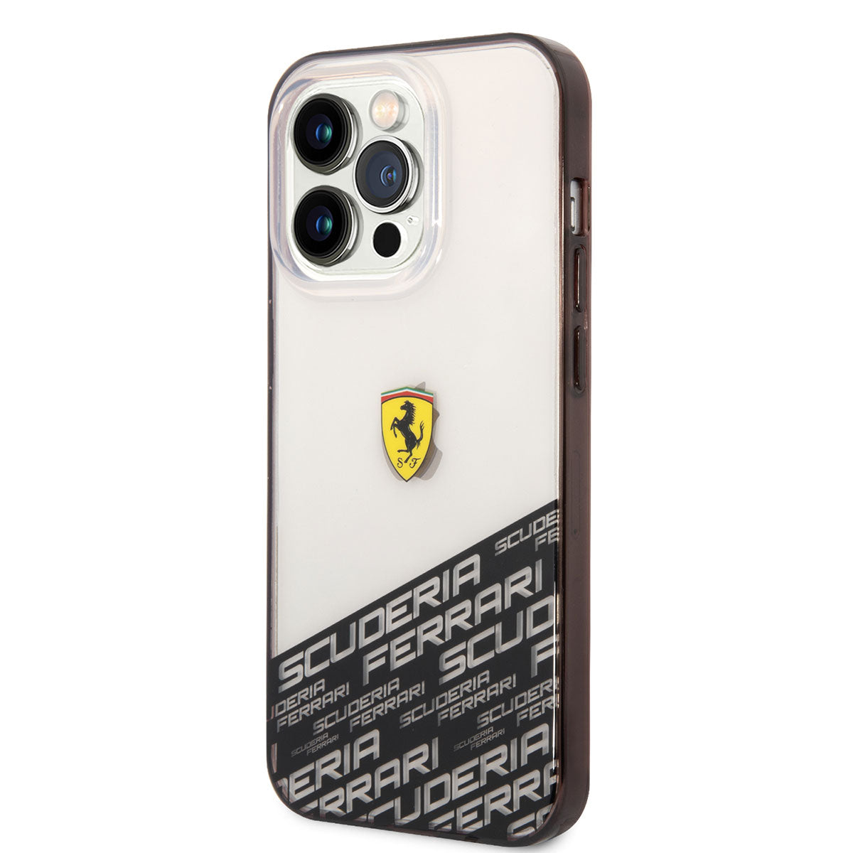 Apple iPhone 14 Pro Max Kılıf Ferrari Transparan Alt Kısım Baskılı Dizayn Kapak Gümüş