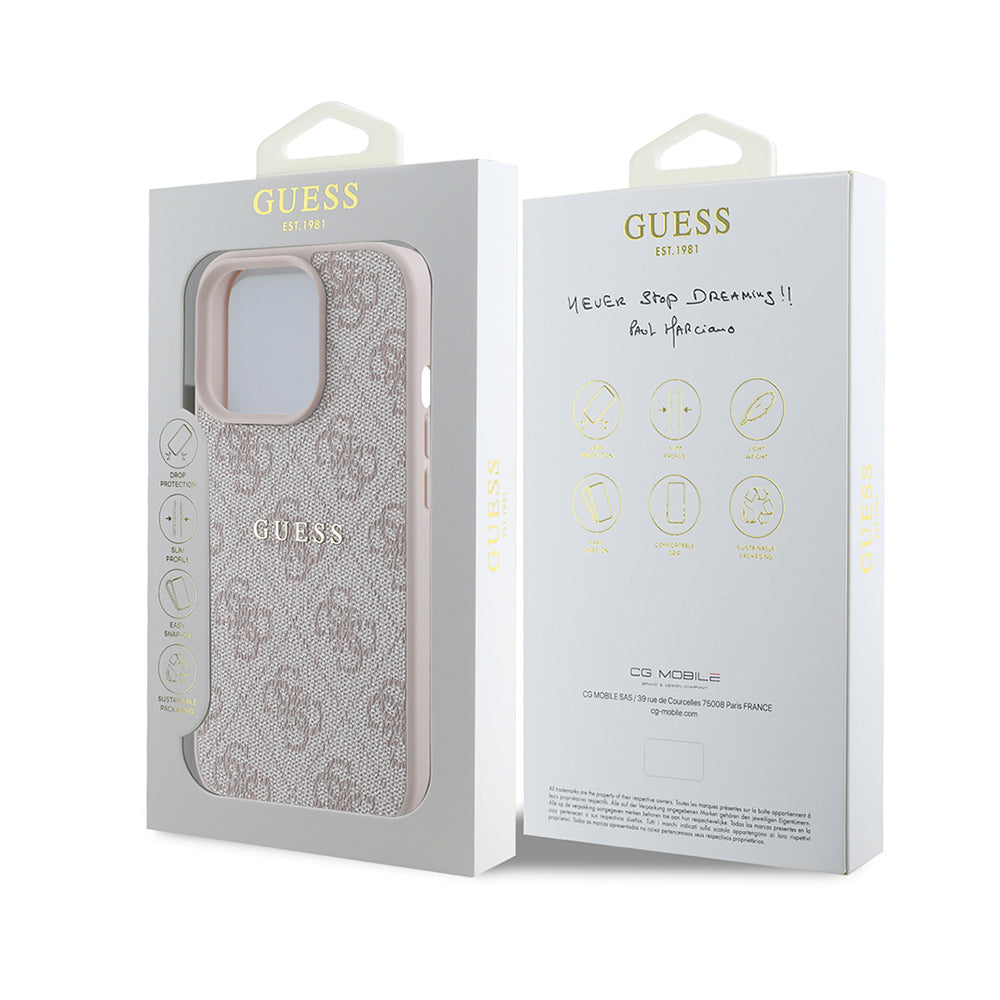 Apple iPhone 14 Pro Max Kılıf Guess Orjinal Lisanslı M-safe Şarj Özellikli 4G Desen Yazı Logolu Kapak Siyah