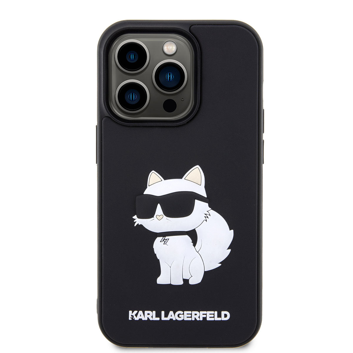 Apple iPhone 14 Pro Max Kılıf Karl Lagerfeld 3D Rubber Choupette Dizayn Kapak Siyah