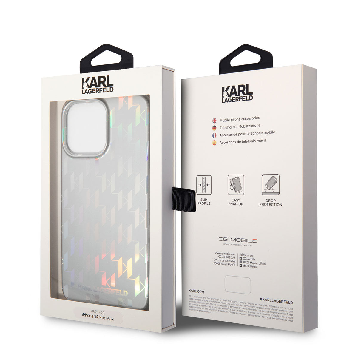 Apple iPhone 14 Pro Max Kılıf Karl Lagerfeld Hologram Dizayn Kapak Gümüş