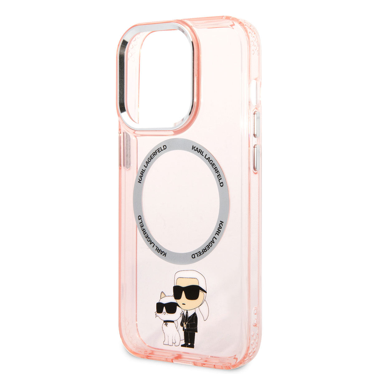 Apple iPhone 14 Pro Max Kılıf Karl Lagerfeld M-safe Şarj Özellikli K&C Dizayn Kapak Pembe