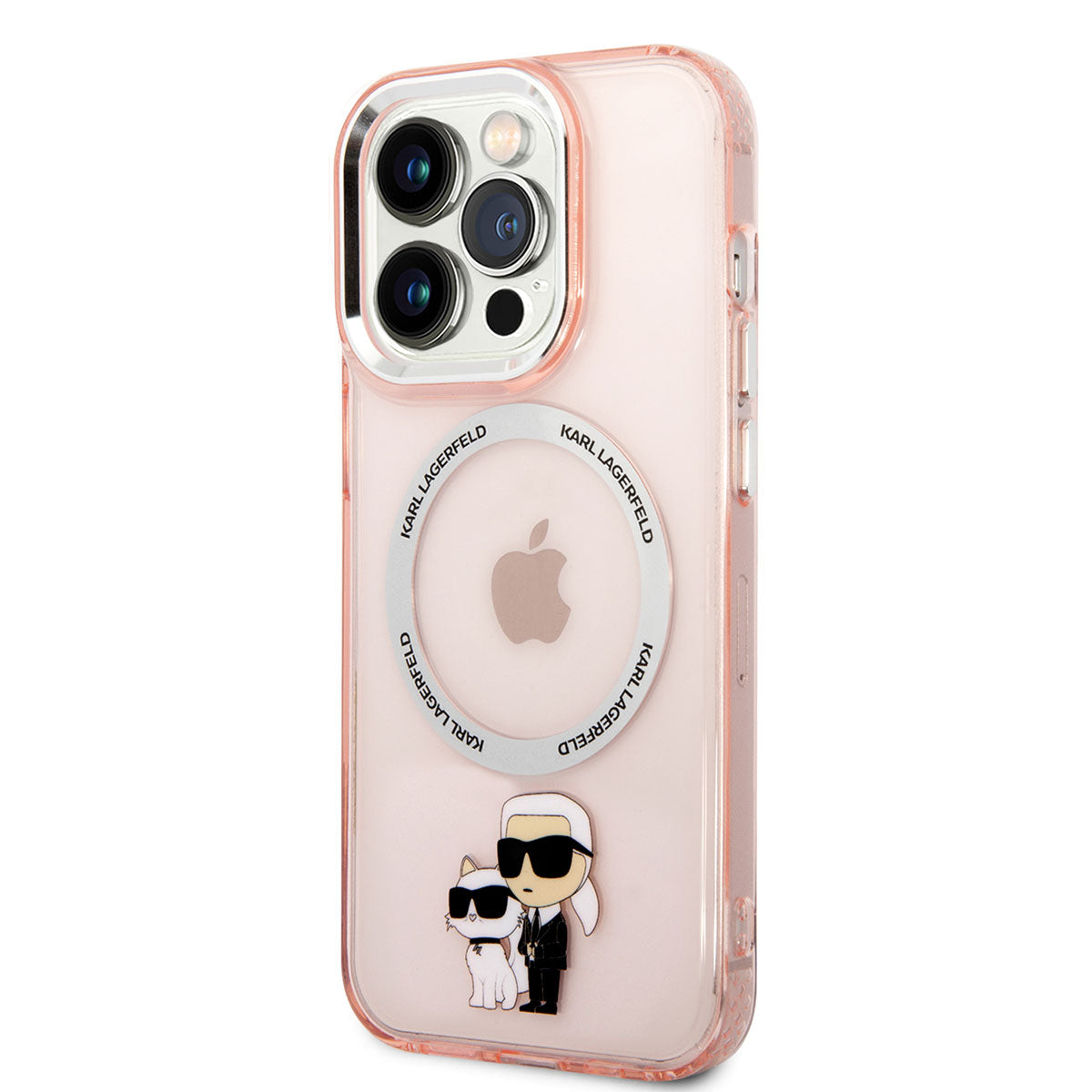 Apple iPhone 14 Pro Max Kılıf Karl Lagerfeld M-safe Şarj Özellikli K&C Dizayn Kapak Pembe