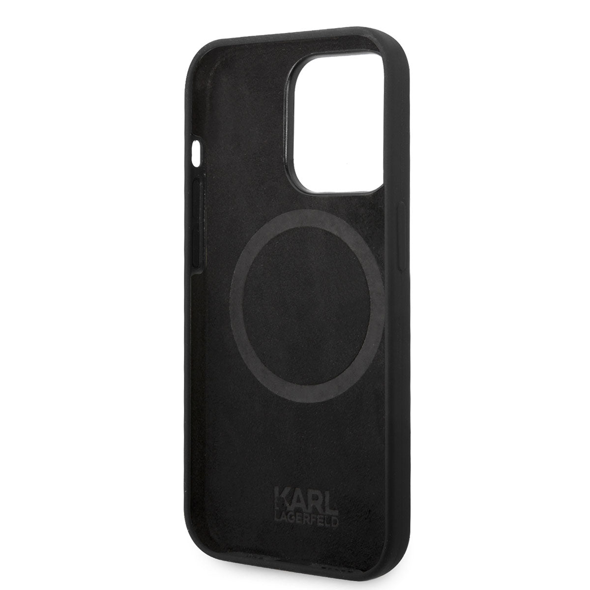 Apple iPhone 14 Pro Max Kılıf Karl Lagerfeld M-safe Şarj Özellikli Silikon Karl Dizayn Kapak Siyah