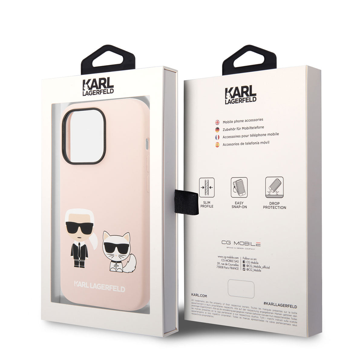 Apple iPhone 14 Pro Max Kılıf Karl Lagerfeld M-safe Şarj Özellikli Silikon K&C Dizayn Kapak Pembe Açık