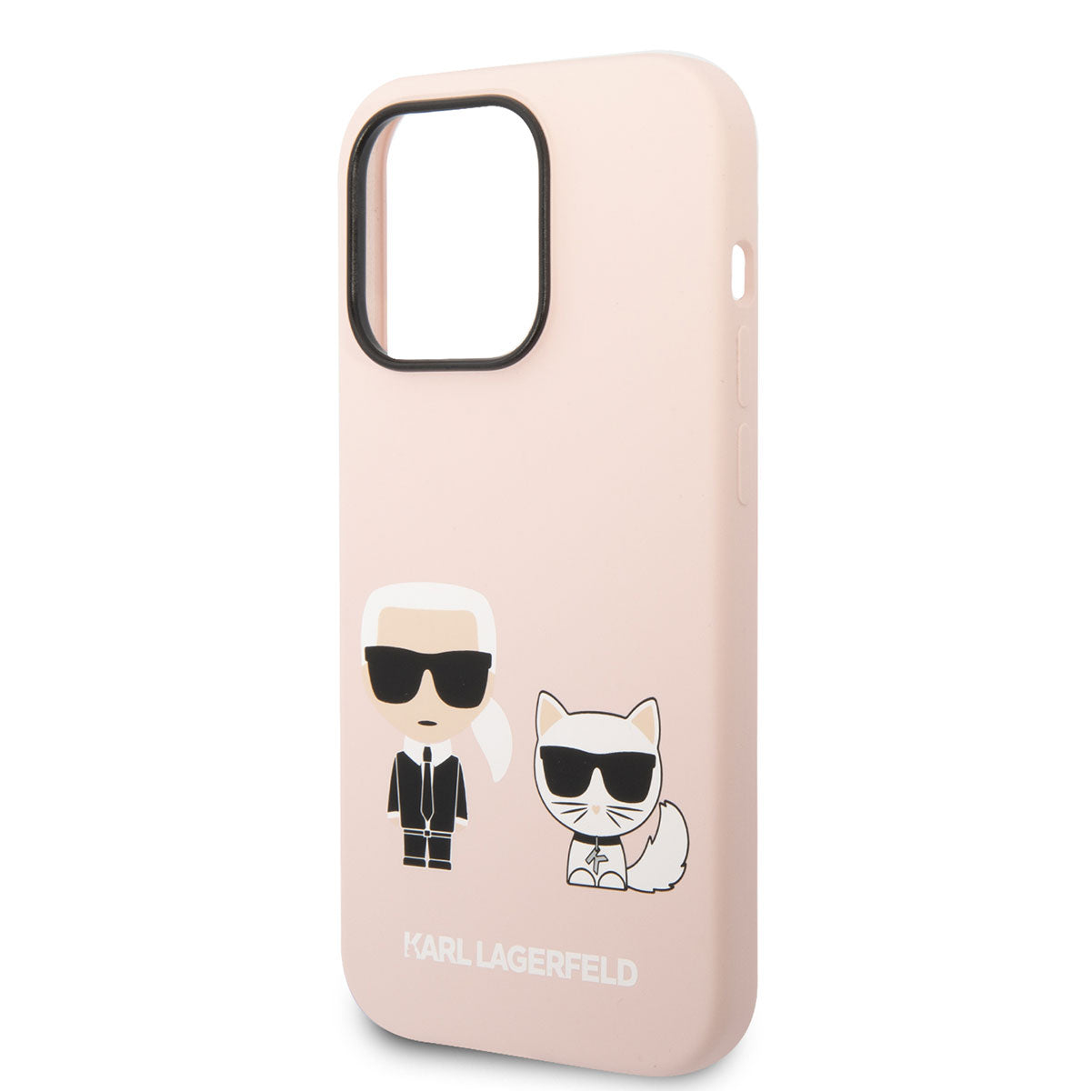 Apple iPhone 14 Pro Max Kılıf Karl Lagerfeld M-safe Şarj Özellikli Silikon K&C Dizayn Kapak Pembe Açık
