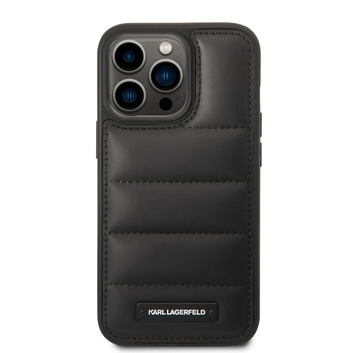 Apple iPhone 14 Pro Max Kılıf Karl Lagerfeld Nylon Puffy Airbag Dizayn Kapak Siyah