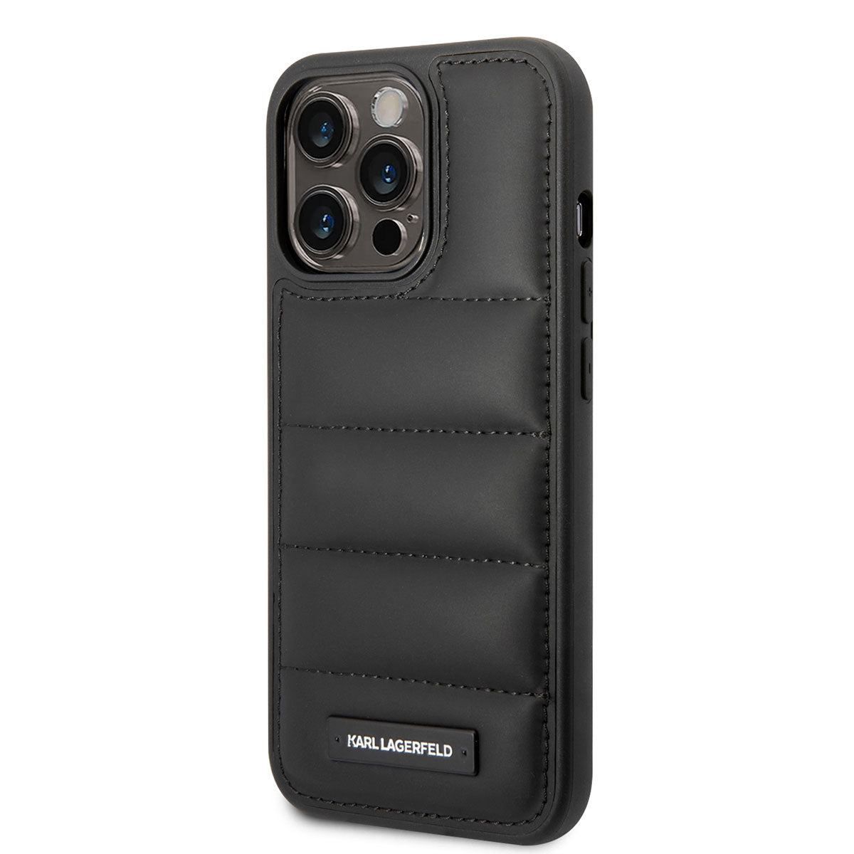 Apple iPhone 14 Pro Max Kılıf Karl Lagerfeld Nylon Puffy Airbag Dizayn Kapak Siyah