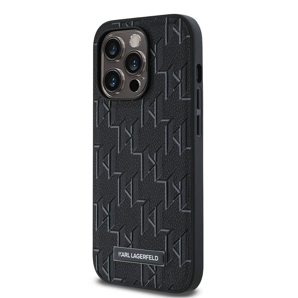 Apple iPhone 14 Pro Max Kılıf Karl Lagerfeld Orjinal Lisanslı M-safe Şarj Özellikli KL Yazılı Hot Stamp Kapak Siyah