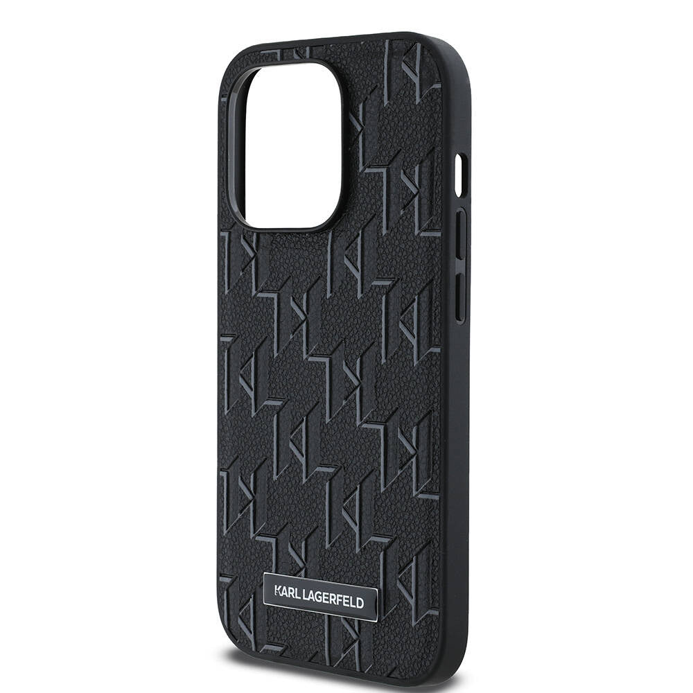 Apple iPhone 14 Pro Max Kılıf Karl Lagerfeld Orjinal Lisanslı M-safe Şarj Özellikli KL Yazılı Hot Stamp Kapak Siyah