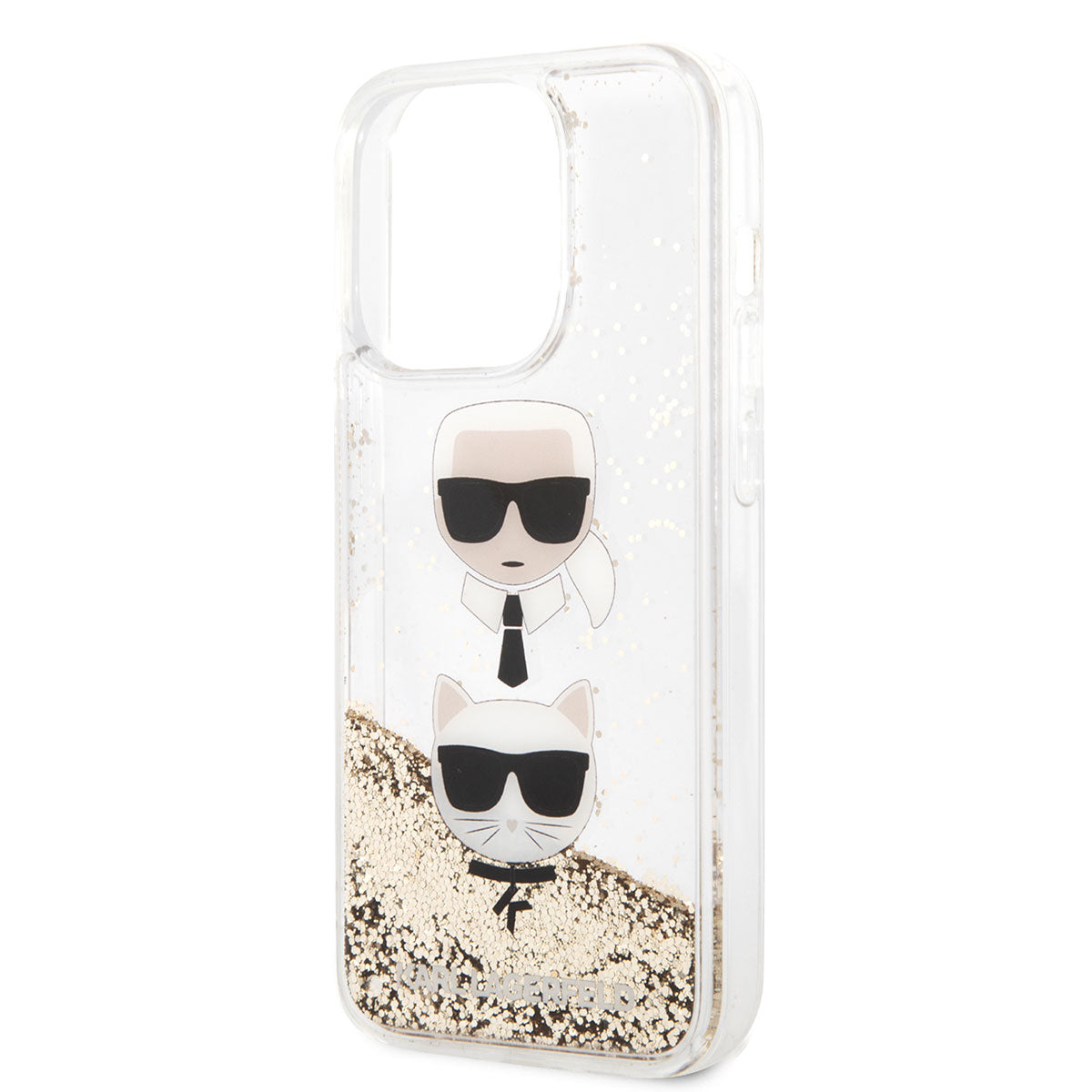 Apple iPhone 14 Pro Max Kılıf Karl Lagerfeld Sıvılı Simli K&C Head Dizayn Kapak Gümüş
