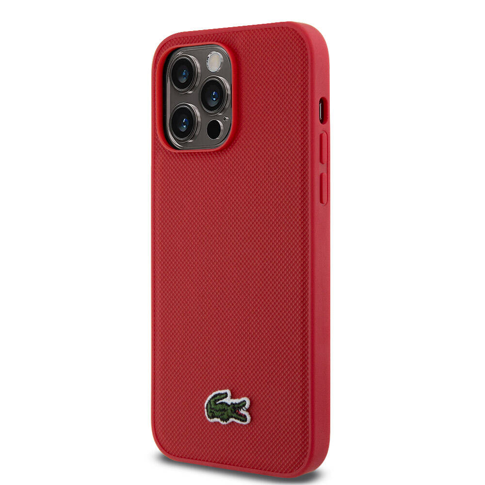 Apple iPhone 14 Pro Max Kılıf Lacoste Orjinal Lisanslı PU Pike Desenli Arka Yüzey İkonik Timsah Dokuma Logolu Kapak Yeşil