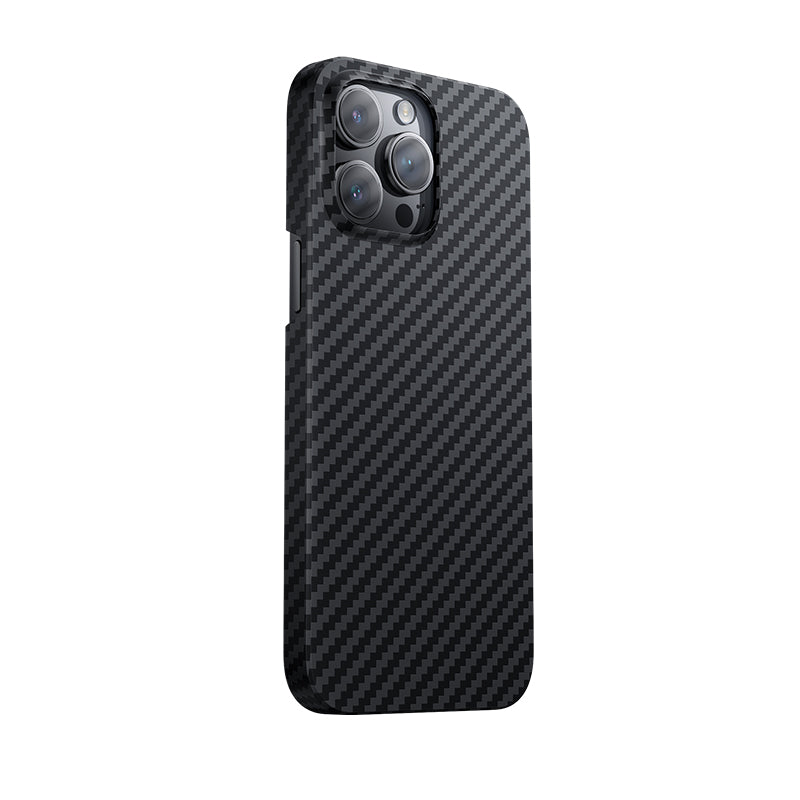 Apple iPhone 14 Pro Max Kılıf M-safe Özellikli Karbon Fiber Benks Essential Kevlar Kapak Siyah