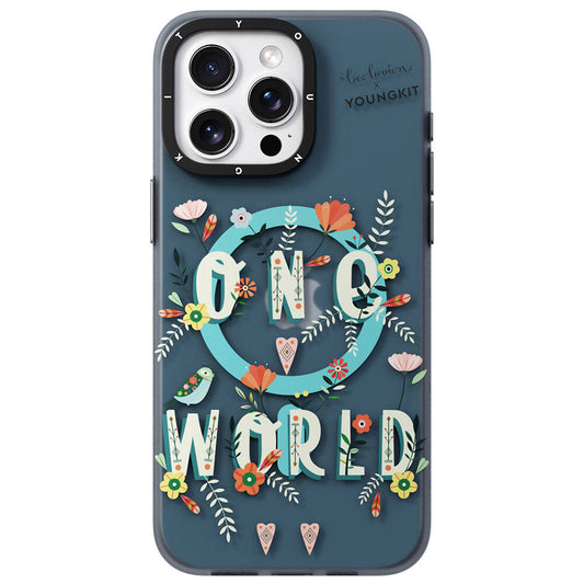 Apple iPhone 14 Pro Max Kılıf M-safe Şarj Özellikli Bee Brown Tasarımlı Youngkit Colorful Life Serisi Kapak Turkuaz