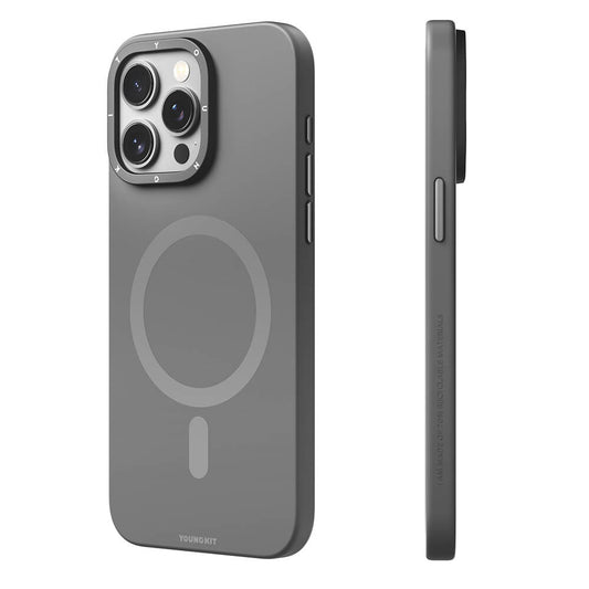 Apple iPhone 14 Pro Max Kılıf M-safe Şarj Özellikli Çizilmeye ve Aşınmaya Dayanıklı Youngkit Velvet Serisi Kapak Siyah