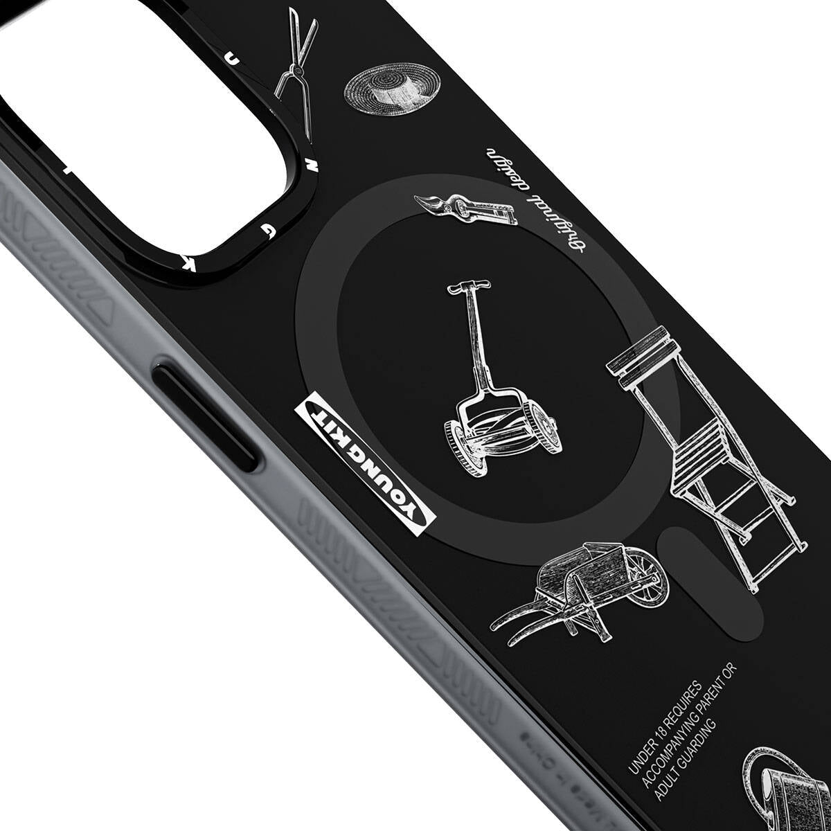 Apple iPhone 14 Pro Max Kılıf M-safe Şarj Özellikli Desenli Youngkit Plaything Serisi Kapak Mor