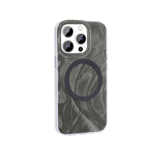 Apple iPhone 14 Pro Max Kılıf M-safe Şarj Özellikli Fırça Boya Desenli Zore Palet Kapak