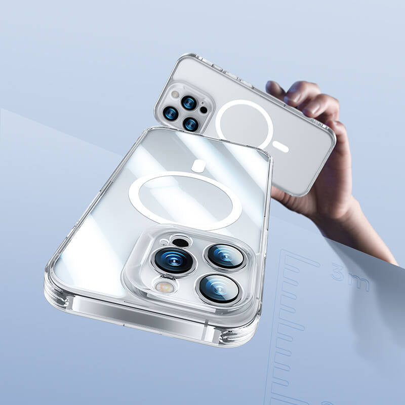 Apple iPhone 14 Pro Max Kılıf M-safe Şarj Özellikli Kamera Korumalı Benks Corning Glass Serisi Kapak Renksiz
