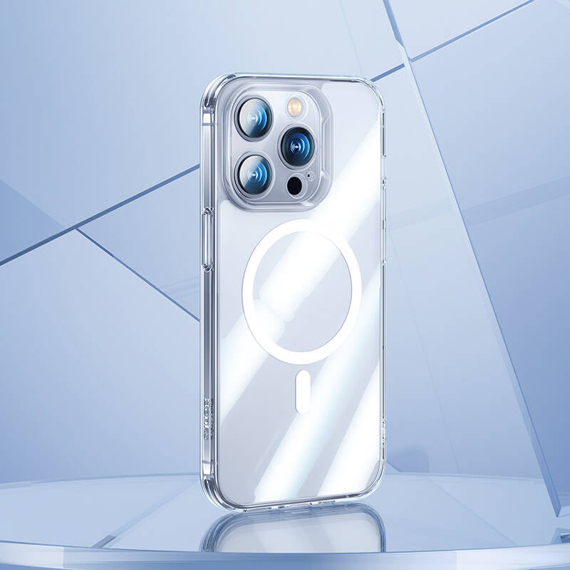 Apple iPhone 14 Pro Max Kılıf M-safe Şarj Özellikli Kamera Korumalı Benks Corning Glass Serisi Kapak Renksiz