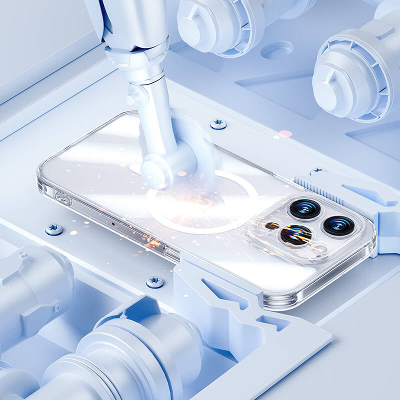 Apple iPhone 14 Pro Max Kılıf M-safe Şarj Özellikli Kamera Korumalı Benks Corning Glass Serisi Kapak Renksiz