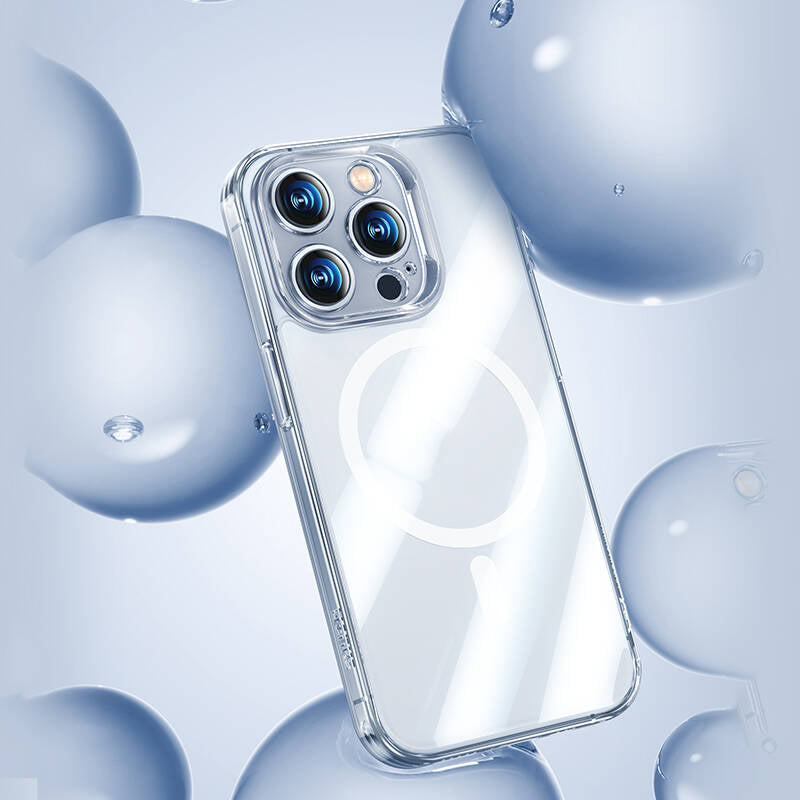 Apple iPhone 14 Pro Max Kılıf M-safe Şarj Özellikli Kamera Korumalı Benks Corning Glass Serisi Kapak Renksiz