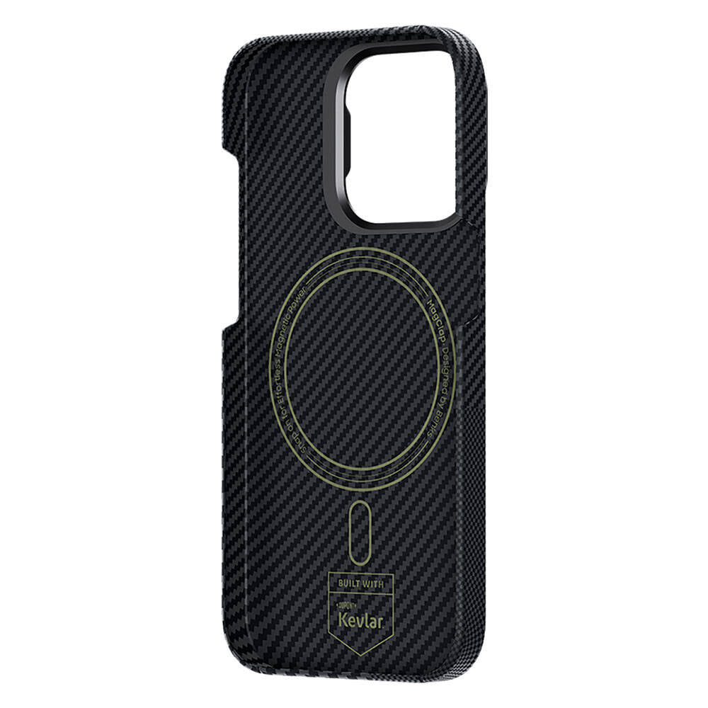 Apple iPhone 14 Pro Max Kılıf M-safe Şarj Özellikli Karbon Fiber Benks Montage ArmorAir Kevlar Kapak Siyah