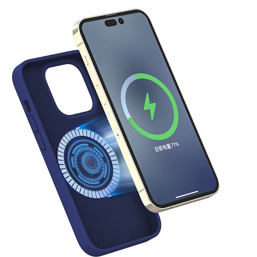 Apple iPhone 14 Pro Max Kılıf M-safe Şarj Özellikli Liquid Silikon Recci Mousse Serisi Kapak Siyah