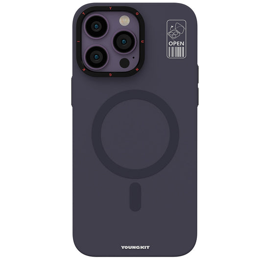 Apple iPhone 14 Pro Max Kılıf M-safe Şarj Özellikli Standlı YoungKit Hermit Bracket Serisi Kapak Beyaz