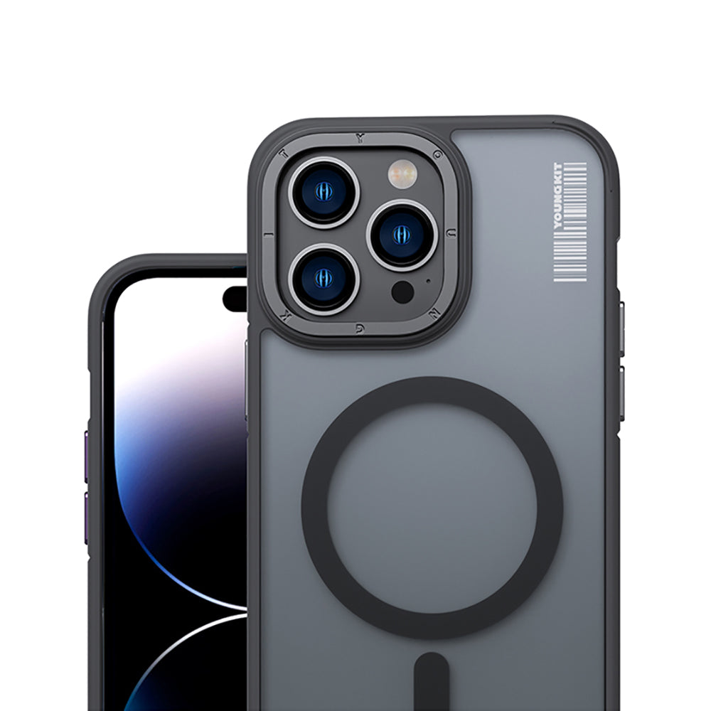 Apple iPhone 14 Pro Max Kılıf M-safe Şarj Özellikli Youngkit Rock Sand Serisi Kapak Mavi