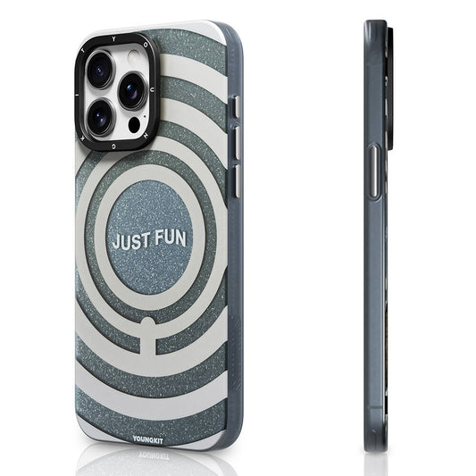 Apple iPhone 14 Pro Max Kılıf M-safe Şarj Özellikli Youngkit Star Dazzle Serisi Kapak Gri