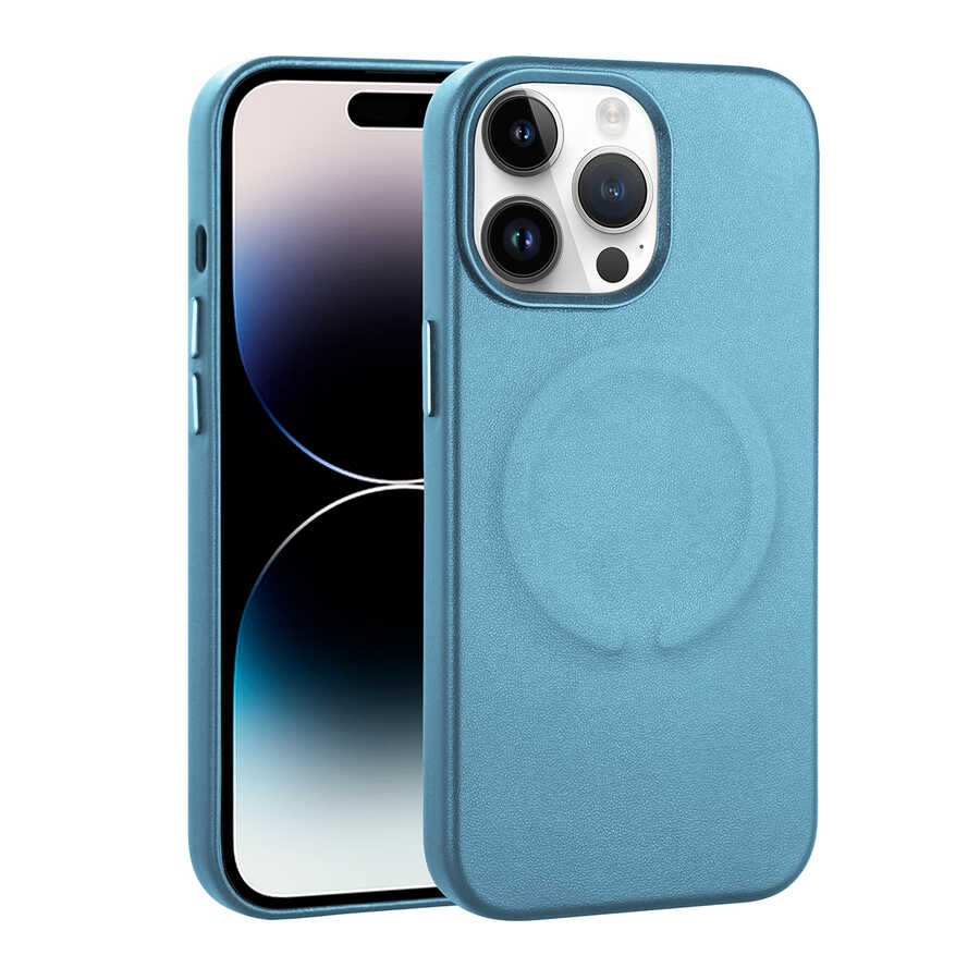 Apple iPhone 14 Pro Max Kılıf PU Deri M-safe Wireless Şarj Özellikli Zore Derix Kapak