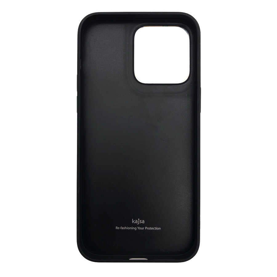 Apple iPhone 14 Pro Max Kılıf Soft Deri Metal Kamera Çerçeveli Kajsa Litchi Kapak Kahverengi