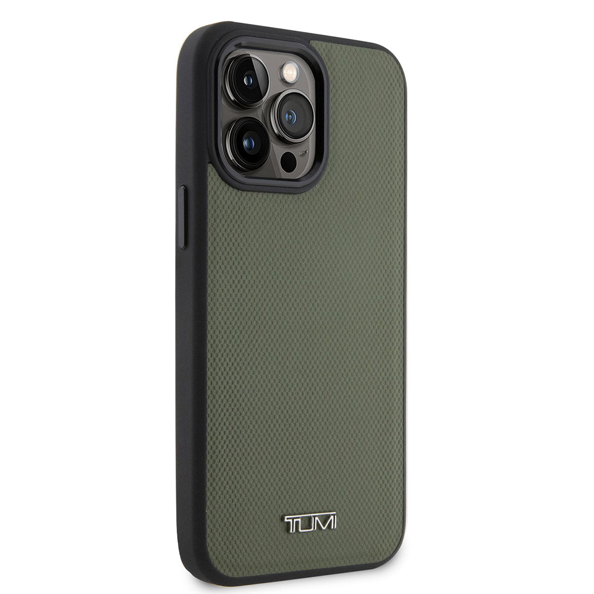 Apple iPhone 14 Pro Max Kılıf TUMI M-safe Şarj Özellikli Deri Noktalı Dizayn Kapak Olive