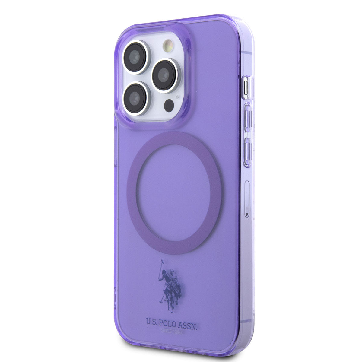 Apple iPhone 14 Pro Max Kılıf U.S. POLO ASSN. M-safe Şarj Özellikli Transparan Tasarım Kapak Mavi