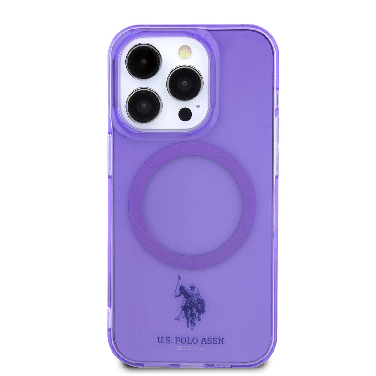 Apple iPhone 14 Pro Max Kılıf U.S. POLO ASSN. M-safe Şarj Özellikli Transparan Tasarım Kapak Mavi
