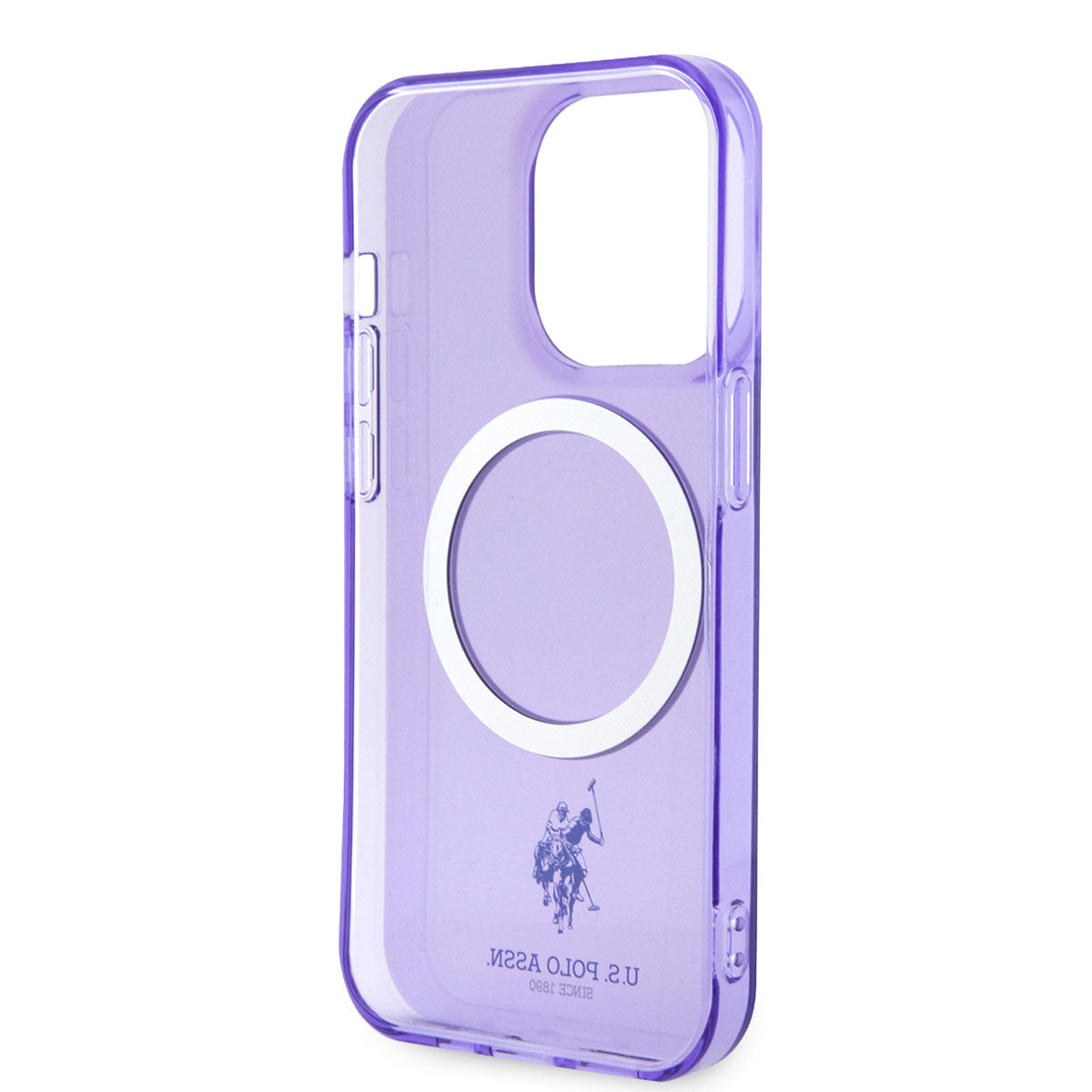 Apple iPhone 14 Pro Max Kılıf U.S. POLO ASSN. M-safe Şarj Özellikli Transparan Tasarım Kapak Mavi