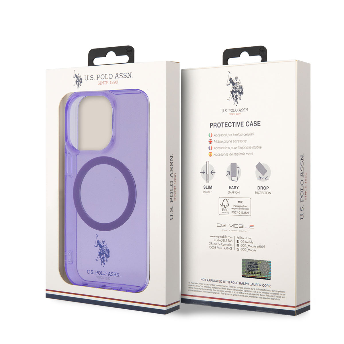 Apple iPhone 14 Pro Max Kılıf U.S. POLO ASSN. M-safe Şarj Özellikli Transparan Tasarım Kapak Mavi